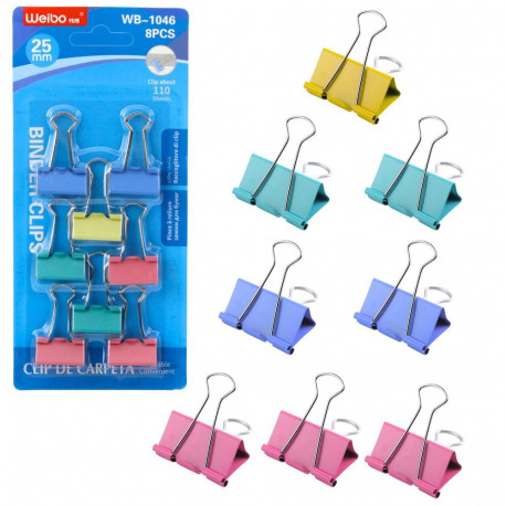 värvilised kontoriklambrid paberi jaoks 8 tk 25 mm