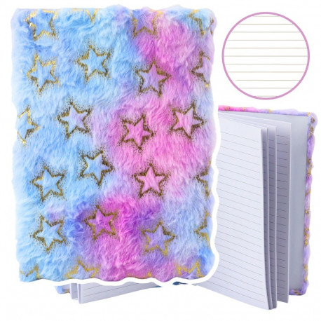 pluškohaline märkmik jooneline kuldsed tähed pastellne A5 80 lehte