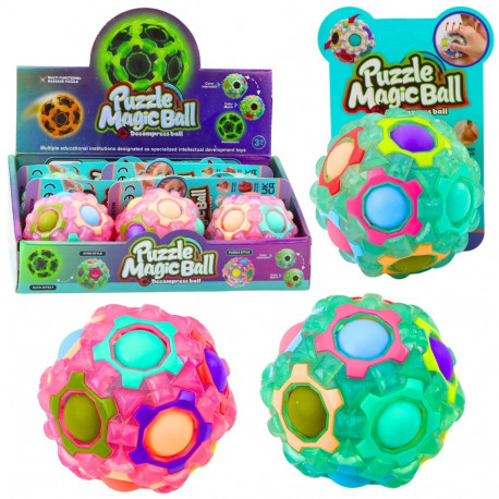 Maagiline loogikamõistatuspall fluorestseeruvate nupukestega 7cm, assortii