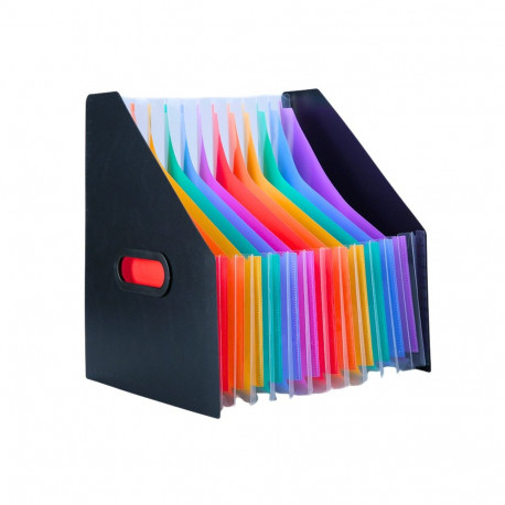 Pionowa Teczka Organizer Na Dokumenty Kolorowe Zakładki Kieszenie Czarna A4