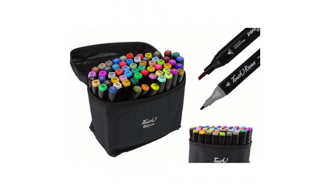 Zestaw Pisaków Markerów Touch 60 Szt Torba Markery Alkoholowe