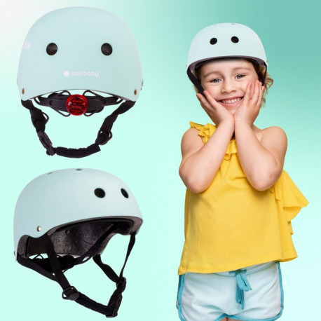 Kask M dla dzieci 3-7 lat HEART BIKE - SUN BABY z lampką LED miętowy