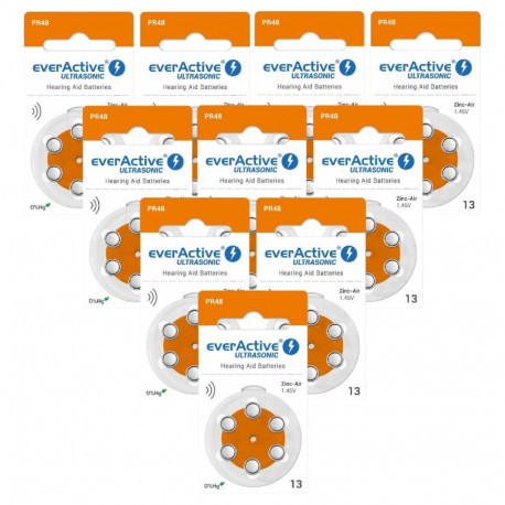 Hearing Aid Battery - Everactive Ultrasonic 13 PR48 1.45V Pack of 60