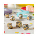 Dice Set - Confetti Q-WORKSHOP Happy Birthday 7 Dice Plastic Gray Gold