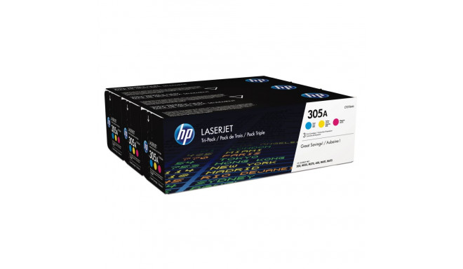 HP tooner CF370AM 305A Tri-pack 3x2600lk HP LaserJet Pro 300/400, kollane/tsüaan/magenta