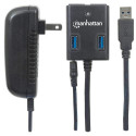 Manhattan USB-A 4-Port Hub, 4x USB-A Ports, 5 Gbps (USB 3.2 Gen1 aka USB 3.0), AC or Bus Power, Fast