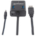 Manhattan USB-A 4-Port Hub, 4x USB-A Ports, 5 Gbps (USB 3.2 Gen1 aka USB 3.0), AC or Bus Power, Fast