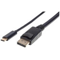 Manhattan USB-C to DisplayPort Cable, 4K@60Hz, 2m, Male to Male, Black, Not Bi-Directional, Three Ye Manhattan USB-C to DisplayPort Cable, 4K@60Hz, 2m, Male to Male, Black, Not Bi-Directional, Three Ye
