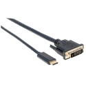 Manhattan USB-C to DVI-D Cable, 1080p@60Hz, 2m, Male to Female, Black, Compatible with DVD-D, Three  Manhattan USB-C to DVI-D Cable, 1080p@60Hz, 2m, Male to Female, Black, Compatible with DVD-D, Three