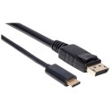 Manhattan USB-C to DisplayPort Cable, 4K@60Hz, 2m, Male to Male, Black, Not Bi-Directional, Three Ye Manhattan USB-C to DisplayPort Cable, 4K@60Hz, 2m, Male to Male, Black, Not Bi-Directional, Three Ye