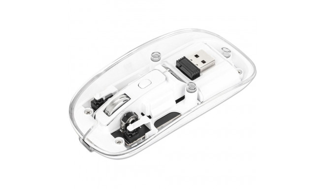 "MANHATTAN Funkmaus USB-A 4Tasten RGB LED weiß transparent"