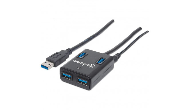 "MANHATTAN USB-HUB 4-Port USB 3.0 schwarz mit Netzteil"
