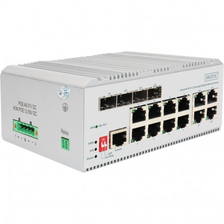 "Digitus 8+4P Industrial Gigabit Ethernet Switch L2 managed"
