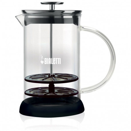 "Bialetti Cappuccinatore Milchaufschäumer - für die Mikrowelle - silber/schwarz - Borosilikat-Glas -