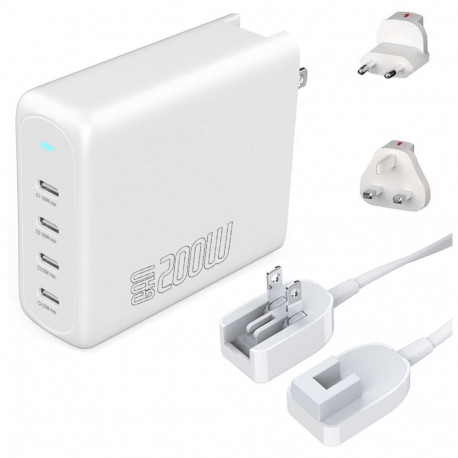 "4smarts Ladegert GaN Flex Pro 200W 4 USB-C, Travel"
