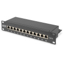 "DIGITUS Patchpanel 1HE 12-Port Cat6 ClassE geschirmt schw."
