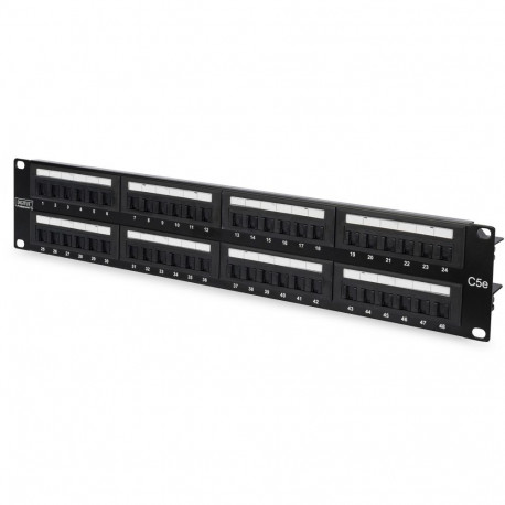 "DIGITUS Patchpanel 2HE 48-Port Cat5e ungeschirmt schwarz"