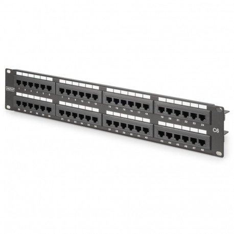 "DIGITUS Patchpanel 2HE 48-Port Cat6 ungeschirmt schwarz"