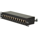 "DIGITUS Patchpanel 1HE 12-Port Cat5e ClassD geschirmt schw."