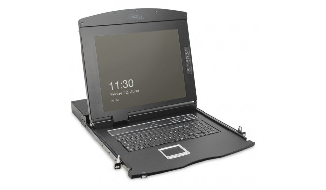 "Digitus Modulare HD LCD KVM Konsole mit 19"" TFT, 16-Port VGA KVM Anschluss, Touchpad, deutsches Ta