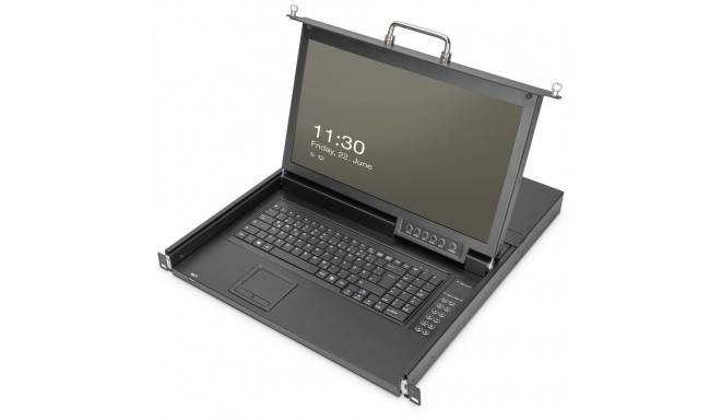 "Digitus Modulare HD LCD KVM Konsole mit 17"" TFT, 8-Port CAT 5 KVM Anschluss, Touchpad, US Tastatur