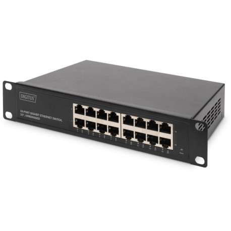 "DIGITUS Switch 16-Port Gigabit 10"" Unmanaged schwarz"