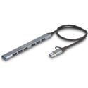 "DELOCK 7 Port Slim USB Hub mit USB Type-C oder USB Typ-A zu 1 x USB 5 Gbps Typ-A + 6 x USB 2.0 Typ-