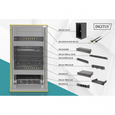 "DIGITUS Netzwerk-Set 254 mm (10"")-12HE, 312x300mm (B x T)"