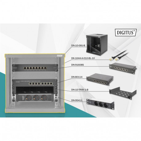 "DIGITUS Netzwerk-Set 254 mm (10"")-6HE, 312x300mm (B x T)"