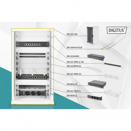 "DIGITUS Netzwerk-Set 254 mm (10"")-12HE, 312x300mm (B x T)"