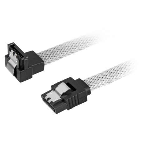 "Sharkoon Kabel SATA III 90° sleeve 0.45m weiß"