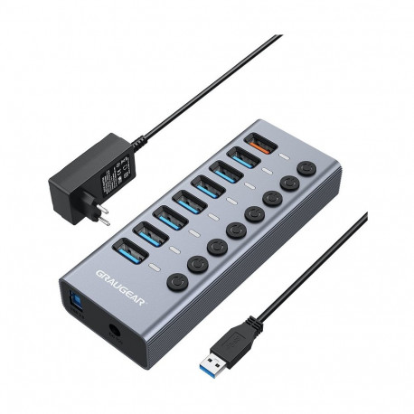 GRAUGEAR USB-jaotur 7x USB 3.0 porti + 1 USB-kiirlaadija