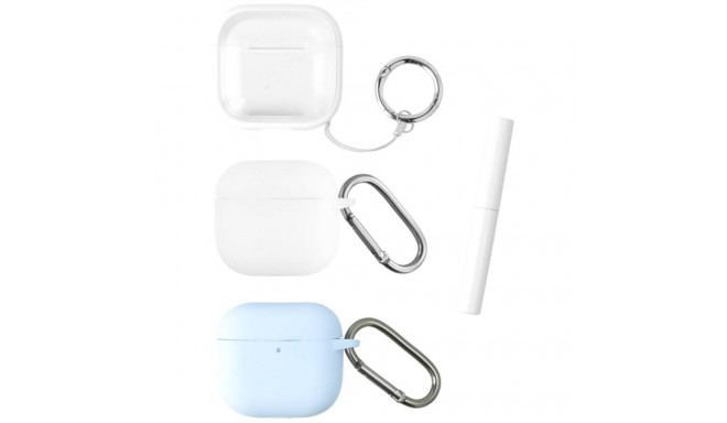 "4smarts Case Set Omega AirPods 4. 3er Set wei. hellblau"