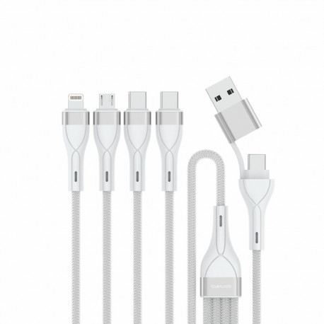 "4smarts USB-C/A Multi-Ladekabel 4in2 1,2m, wei"