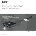 "Club3D MST-Hub USB 3.2 Typ C > 2x HDMI 4K60Hz +100W PD St/Bu retail"