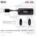 "Club3D Adapter HDMI + MicroUSB > DP 4K120Hz aktiv St/Bu"