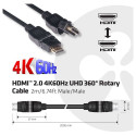 "Club3D HDMI-Kabel A -> A 2.0 360° Drehbar 4K60Hz UHD 2 Meter retail"