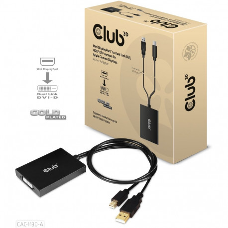 "Club3D Adapter MiniDisplayport > DVI DualLink HDCP Off St/Bu retail"