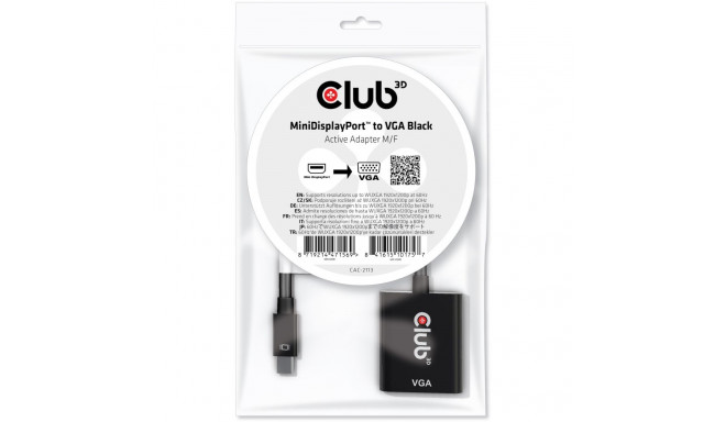 "Club3D Adapter MiniDisplayport > VGA aktiv St/Bu schwarz Polybeutel"