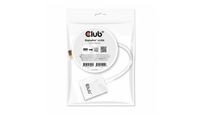 "Club3D Adapter DisplayPort > VGA aktiv St/Bu weiß Polybeutel"