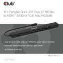 "Club3D USB-C 10in1-HUB >HDMI/3xUSB-C/3xUSB/LAN 8K30Hz PD140W"