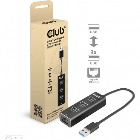 "Club3D Adapter USB 3.2 Typ A > 3x USB 3.2 Typ A/LAN"