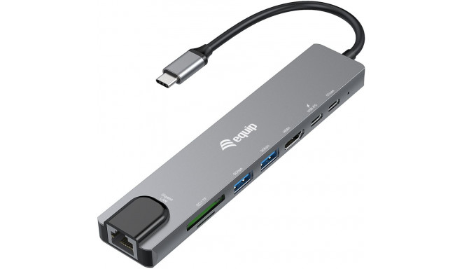"Equip Adapter USB-C -> HDMI.GbE.3xUSB3.2 Gen1.SD/TF.PD 100W"