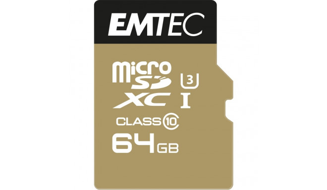 "CARD Emtec m64GB UHS-I U3 V30 A1 SpeedIN Pro + Adapter"