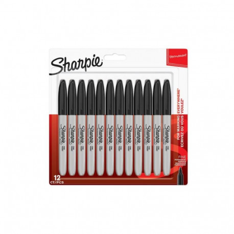 "Sharpie Marker Rundspitze fein 12 Stück schwarz Blister"