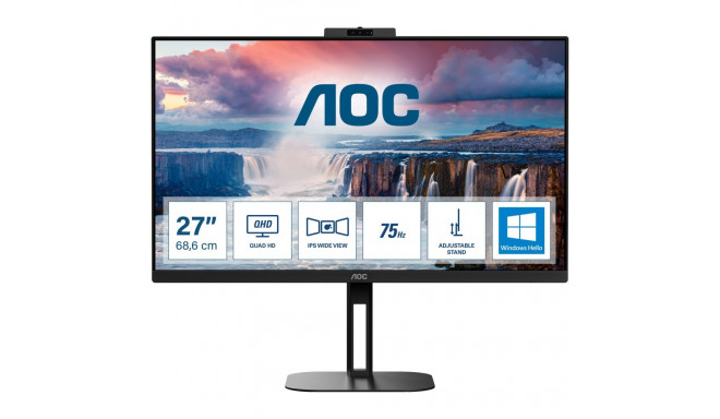 "AOC 68.6cm (27"") Q27V5CW/BK 16:09 HDMI+DP+USB-C WebCam IPS"