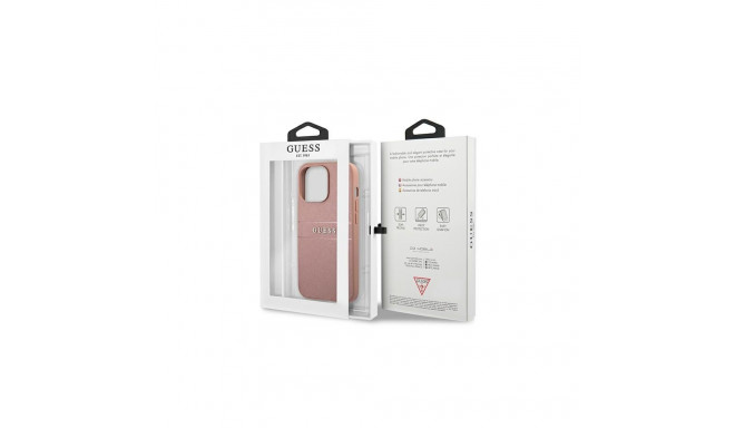 Guess GUHCP13LPSASBPI iPhone 13 Pro / 13 6,1" roosa kõvakaaneline Saffiano triip