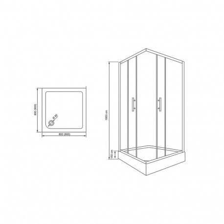 SHOWER ENC QA111-90 ARIS SQUARE 90X195
