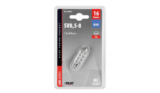 Pirn 8 ledi 44mm, 12V, sinine