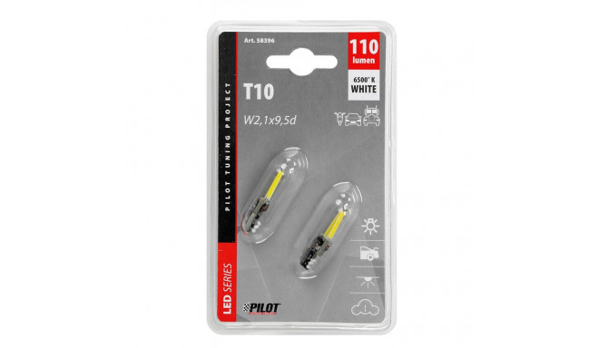 Led T10, COB,2 tk, 9-32V,W2,1x9,5d,valge